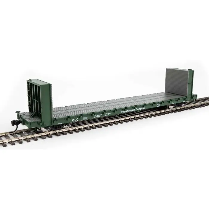 Walthers Mainline 910-5881 Ho 60Ft P-S Bulkhead Flatcar, Weyerhaeuser #1110 1