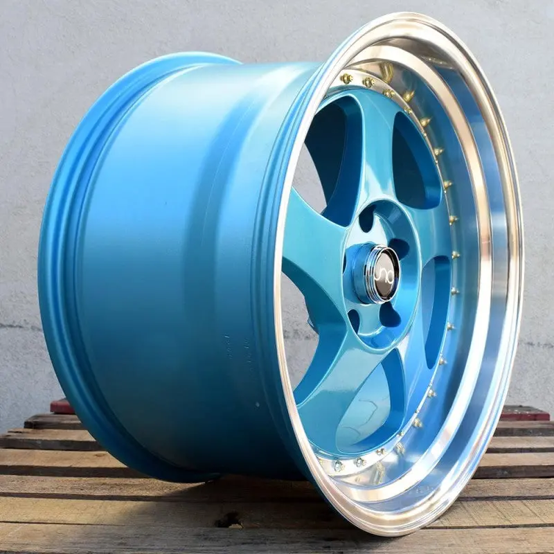 Jnc034 Teal Blue Machine Lip Gold Rivets 3