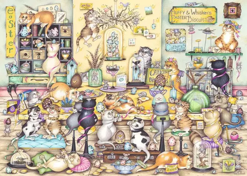 Ravensburger - 1000Pc - Crazy Cat's Easter Eggstravaganza 2