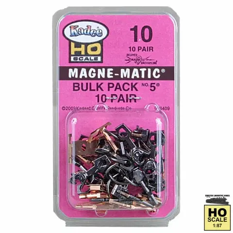 Kadee #10 Ho Scale Bulk Pack - 10 Pair #5 (No.5®) Metal Couplers - Medium (9/32") Centerset Shank 1