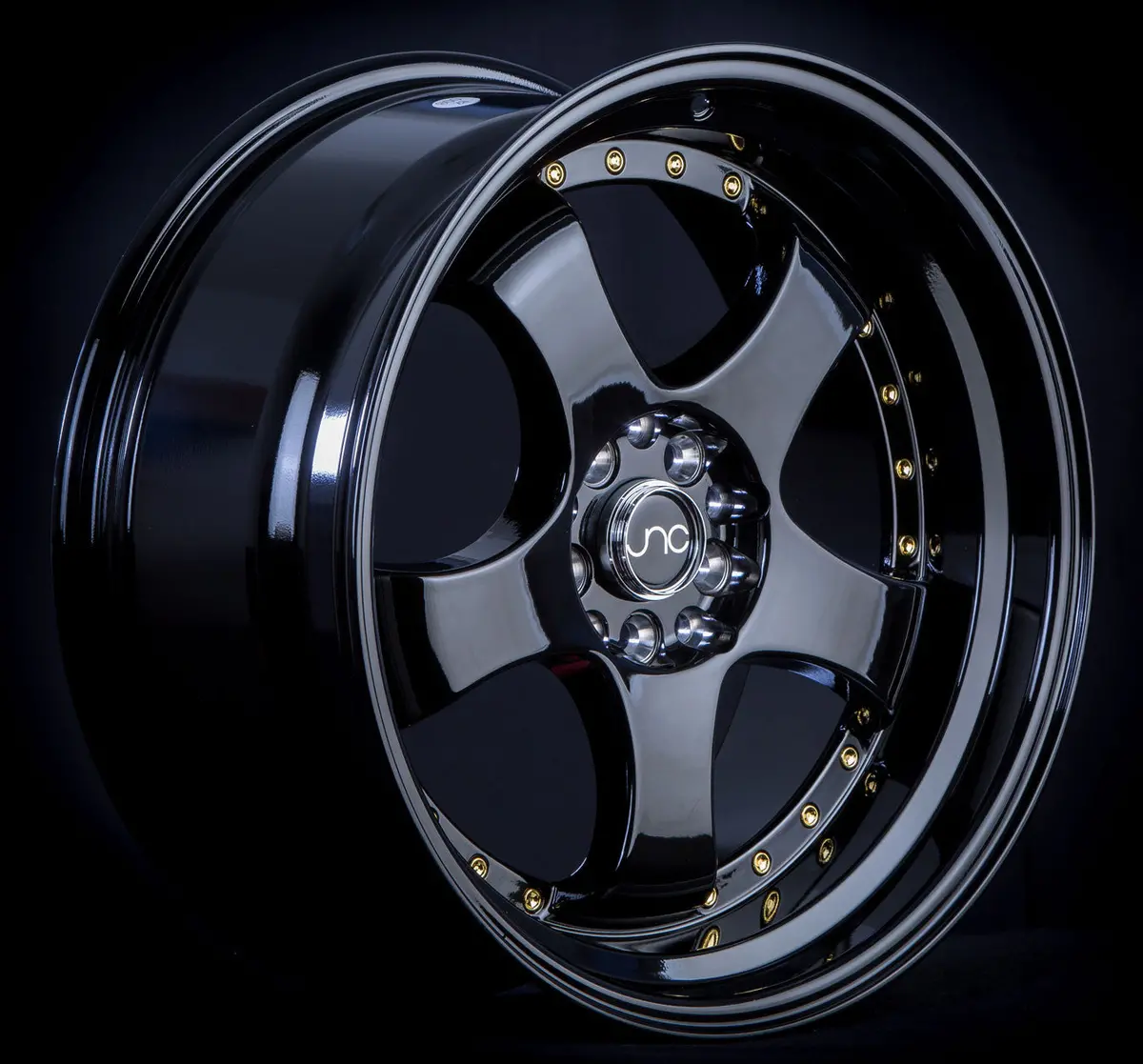 Jnc017 Gloss Black W/ Gold Rivets 1