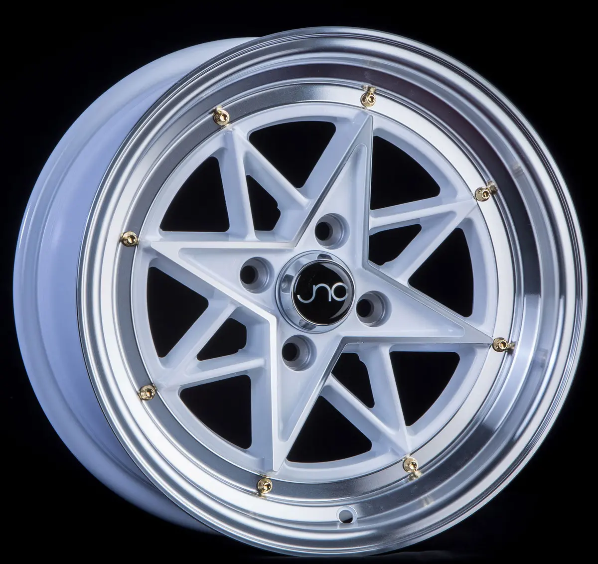 Jnc025 White Machined Face Gold Rivets 2