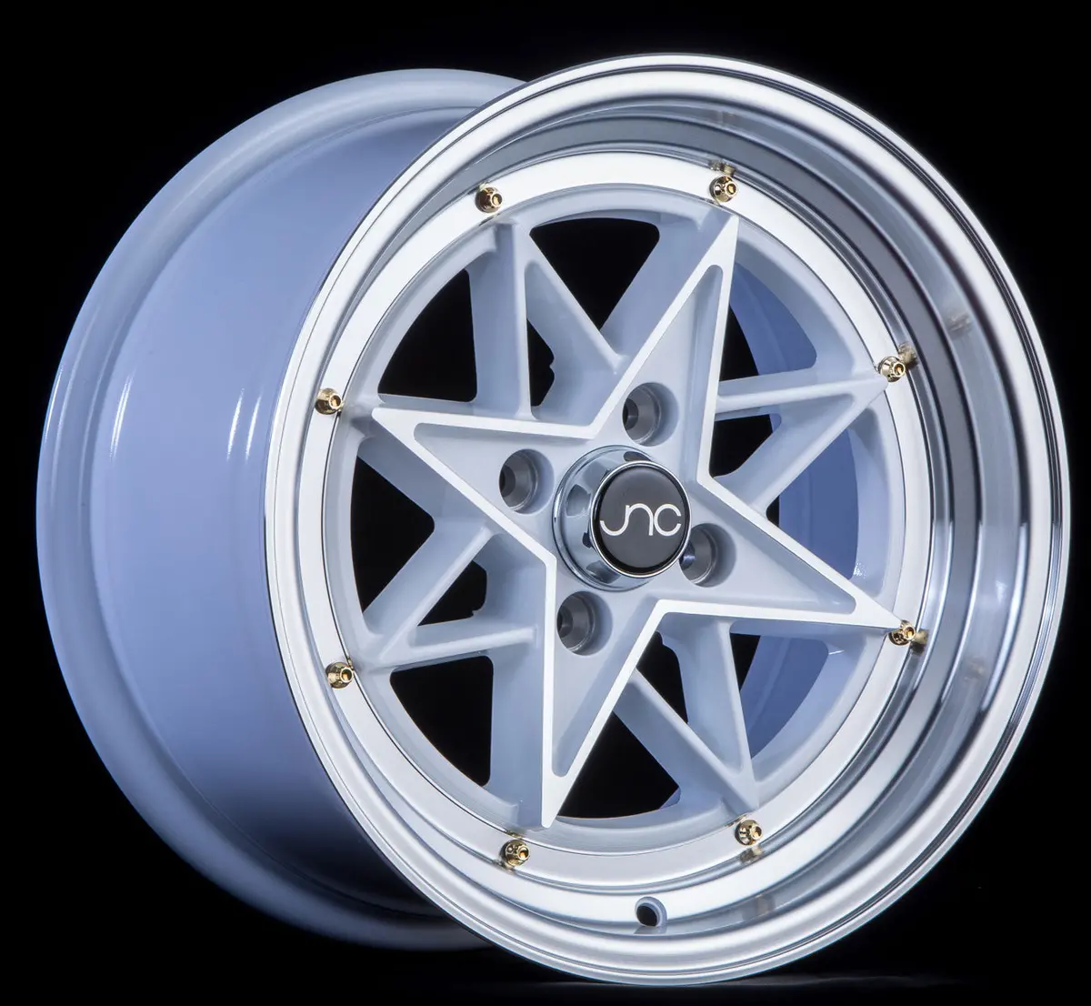 Jnc025 White Machined Face Gold Rivets 1