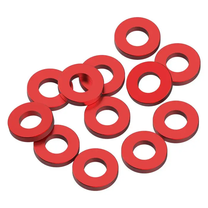 Precision Aluminum 3X6mm Ballstud Shims, Red, 1.0Mm (12) 1
