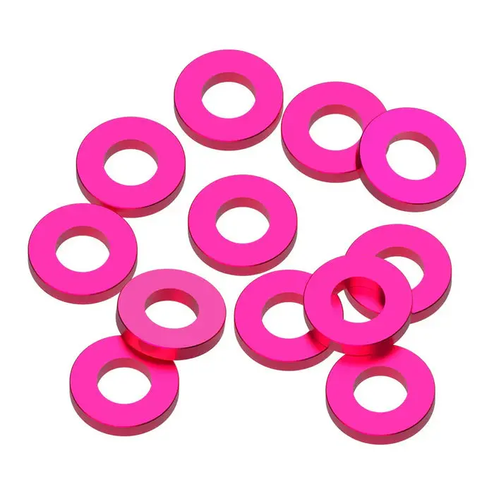 Precision Aluminum 3X6mm Ballstud Shims, Pink, 1.0Mm (12) 1