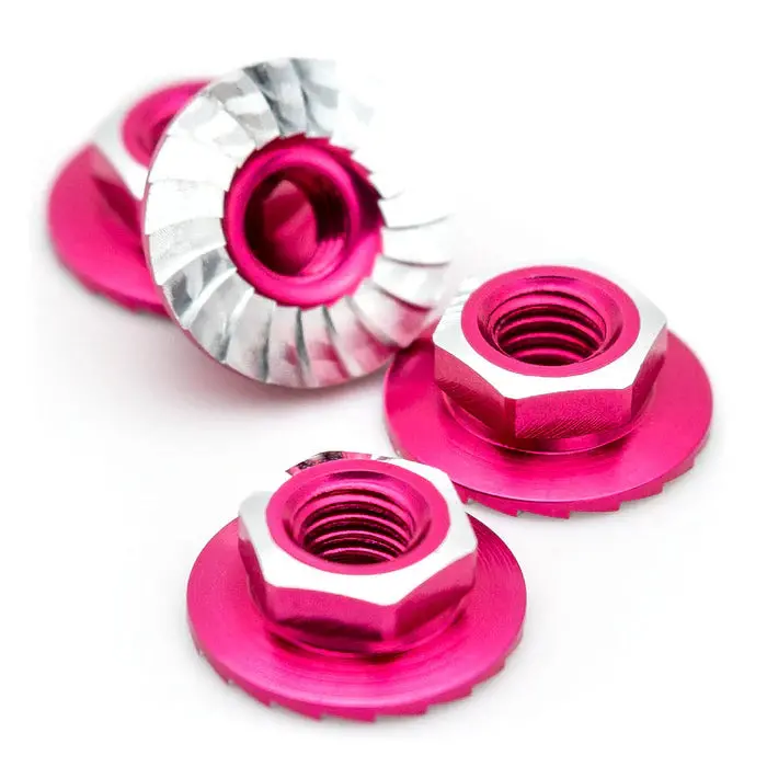 7075 Aluminum Lockdown M4 Wheel Nuts, Pink (4) 1