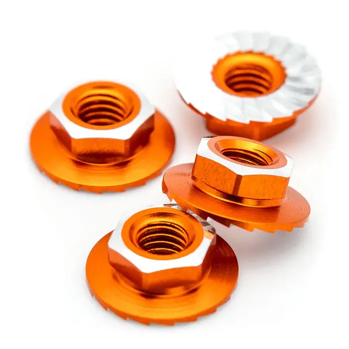 7075 Aluminum Lockdown M4 Wheel Nuts, Orange (4) 1