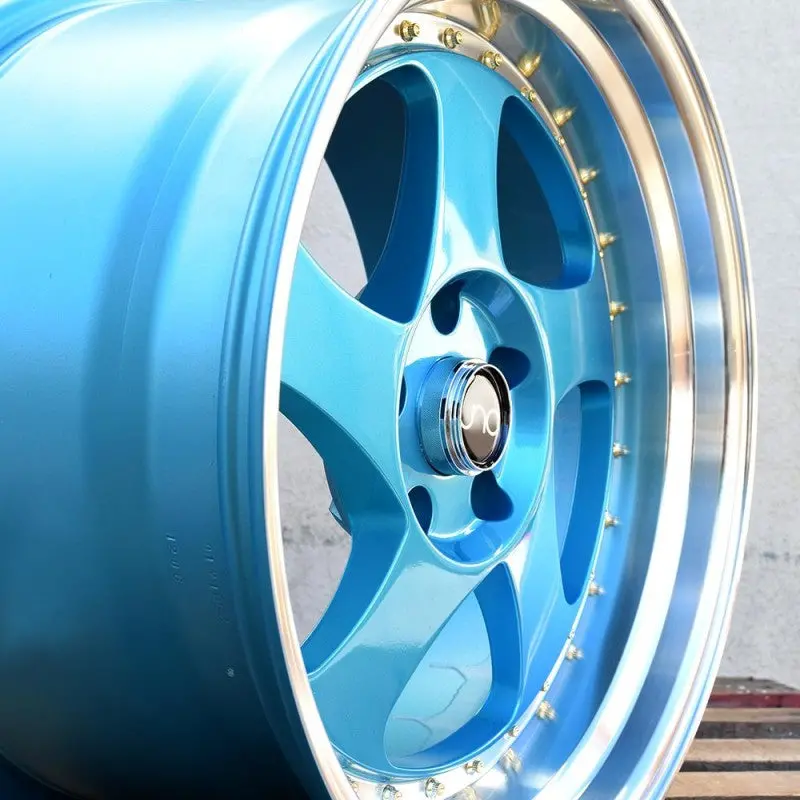 Jnc034 Teal Blue Machine Lip Gold Rivets 5