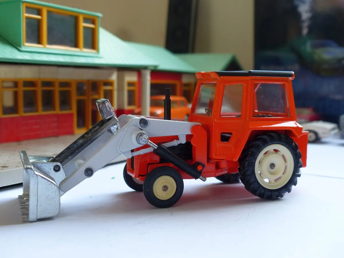 54 Massey Ferguson 50B Tractor With Shovel Orange And White 1