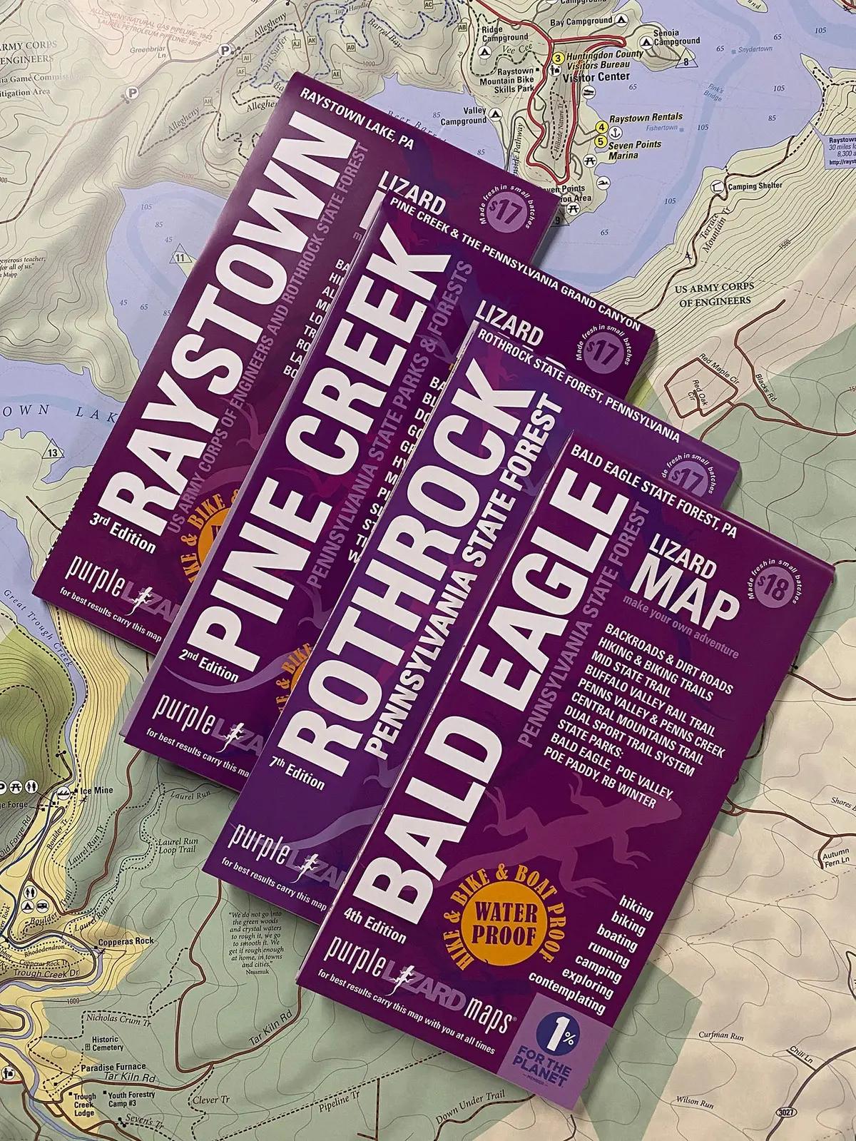 Central Pa Lizard 4-Pack: Pine Creek, Bald Eagle, Rothrock And Raystown Lizard Maps 1