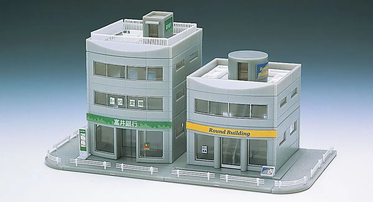 Tomix 4048 Bow Front Building Set (Gray) (N Scale) 1