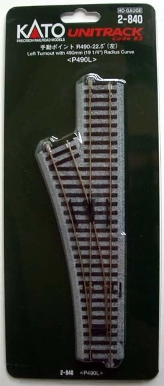 Kato 2-840 Manual Left Turnout With 490Mm Radius Curve P490l (Ho Scale) 1
