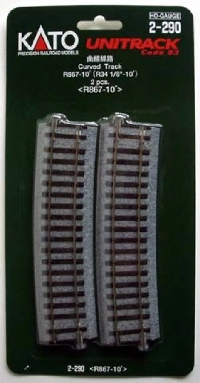Kato 2-290 867Mm (34 1/8') Radius 10 Curve Track R867-10 (2 Pcs.) (Ho Scale) 1