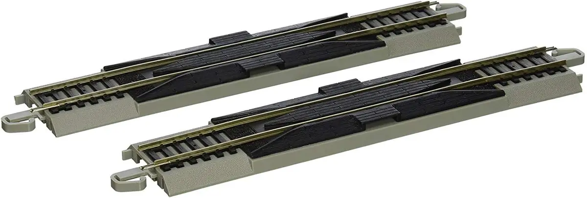 Bachmann Trains - Snap-Fit E-Z Track 9” Straight Rerailer (2/Card) - Nickel Silver Rail With Gray Roadbed - Ho Scale 1