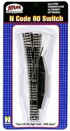 Atlas 2706 N Code 80 #6 Manual Left-Hand Turnout 1