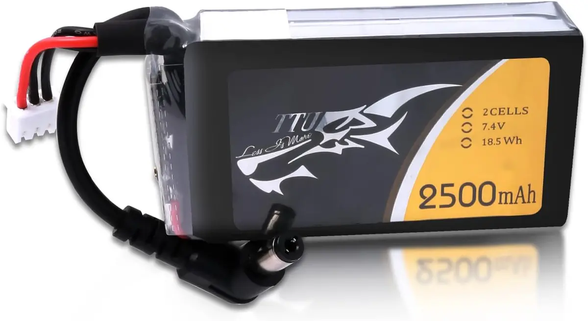 Tattu - 264 - 2500Mah 2S1p Fatshark Goggles Lipo Dc3.5Mm Plug Soft Case 74X38.5X19mm 1