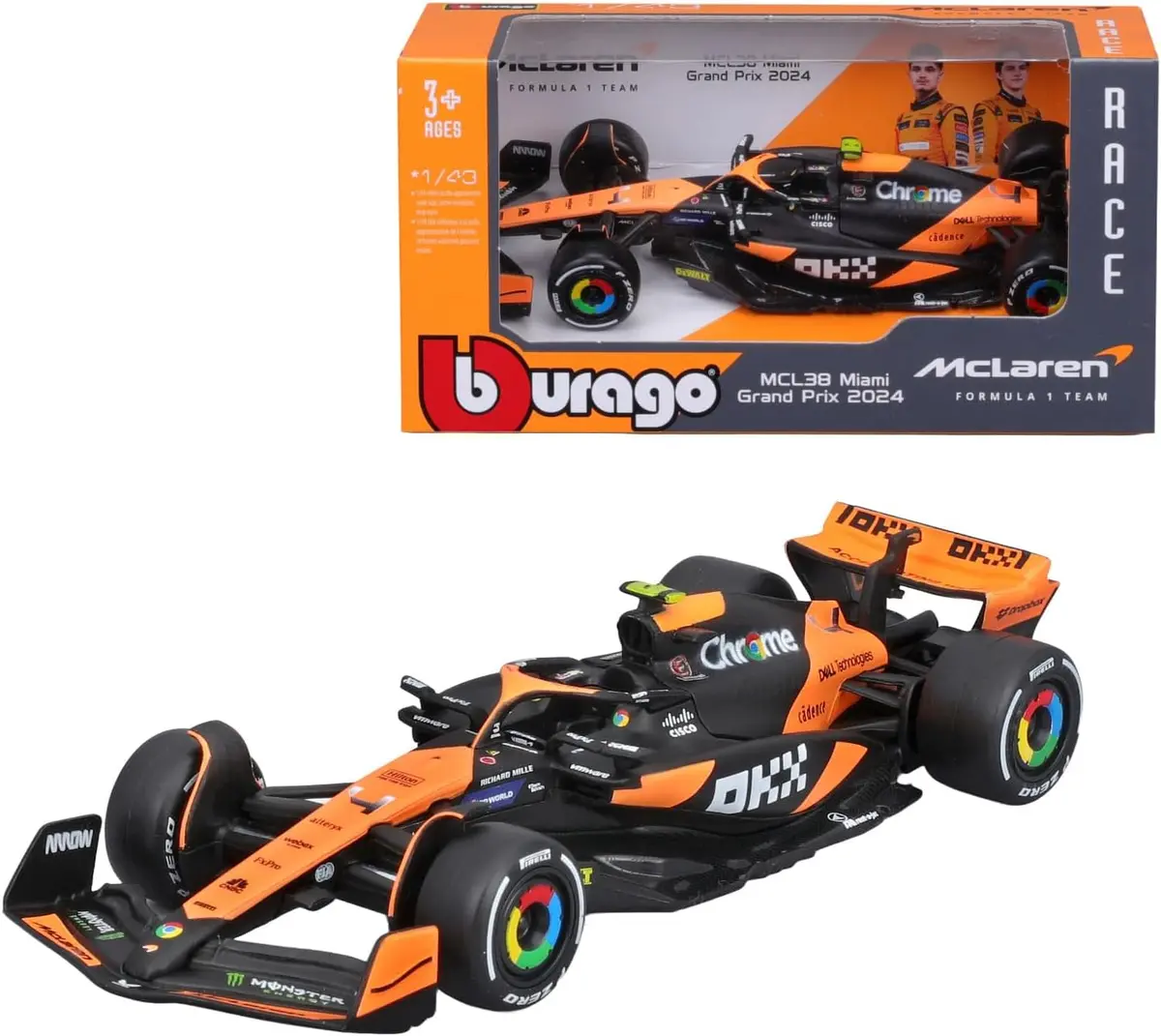 Bburago 1/43 Scale Formula 1 Mclaren F1 Mcl38 #4 Lando Norris 1