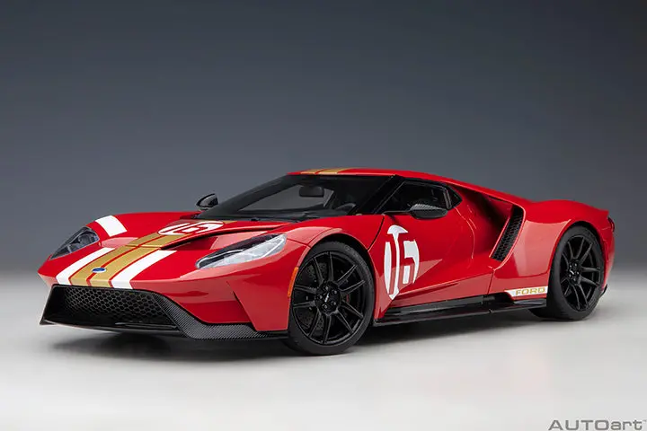 Autoart 1/18 Ford Gt Heritage Edition 2022 Alan Mann - (Red With Gold Stripes) 1