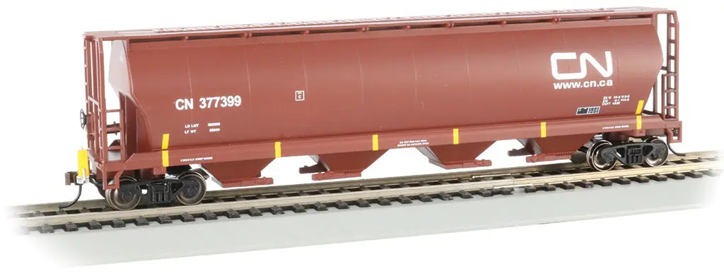 Bachmann 73803 Ho Cylindrical Grain Hopper With Flashing End Of Train Device - Canadian National #377399 1