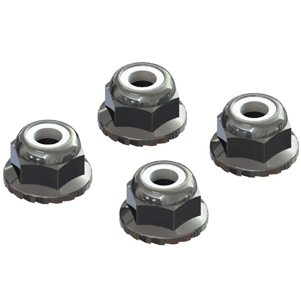 Flanged Nyloc Locknut, 4Mm, Silver 1