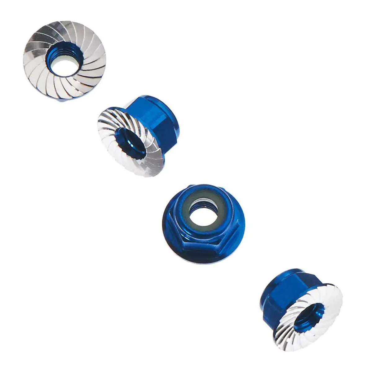 Serrated Nylon Lock Nut, M4, Blue 1
