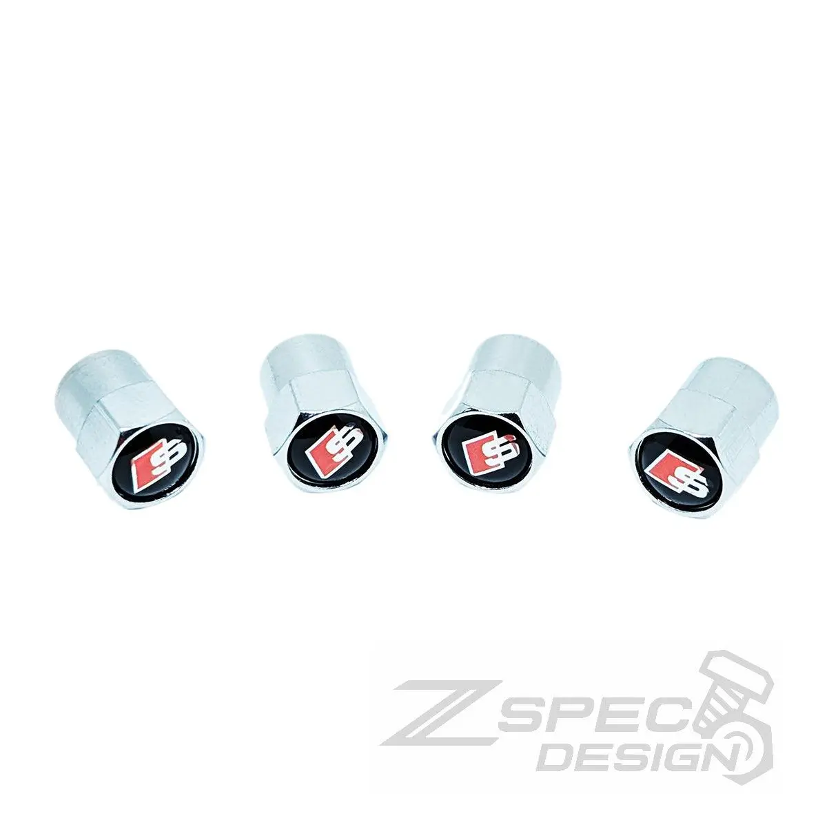Chrome Valve Stem Tire Caps, Style: Audi S-Line 1
