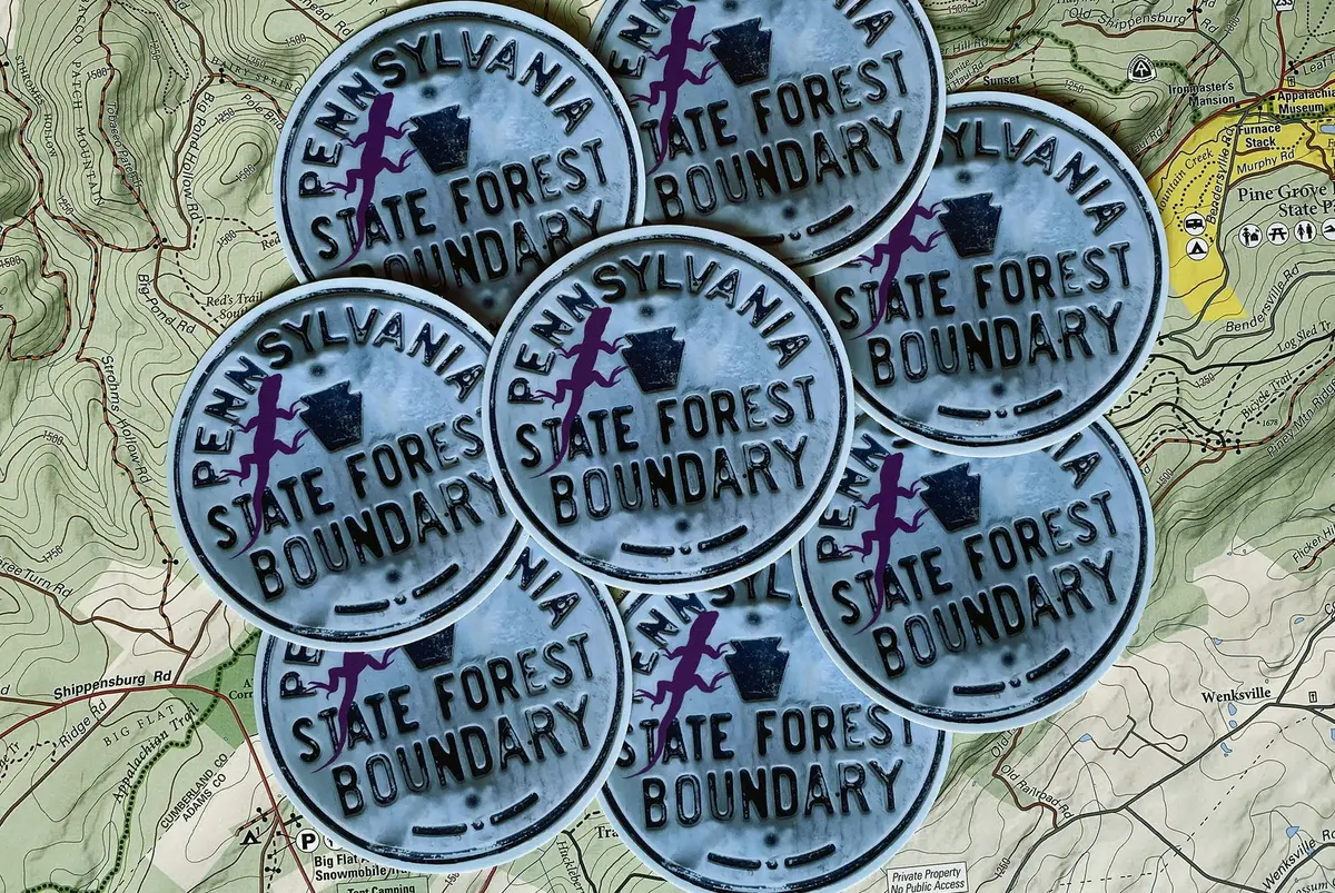 Pennsylvania State Forest Boundary Lizard Sticker 6-Pack 1