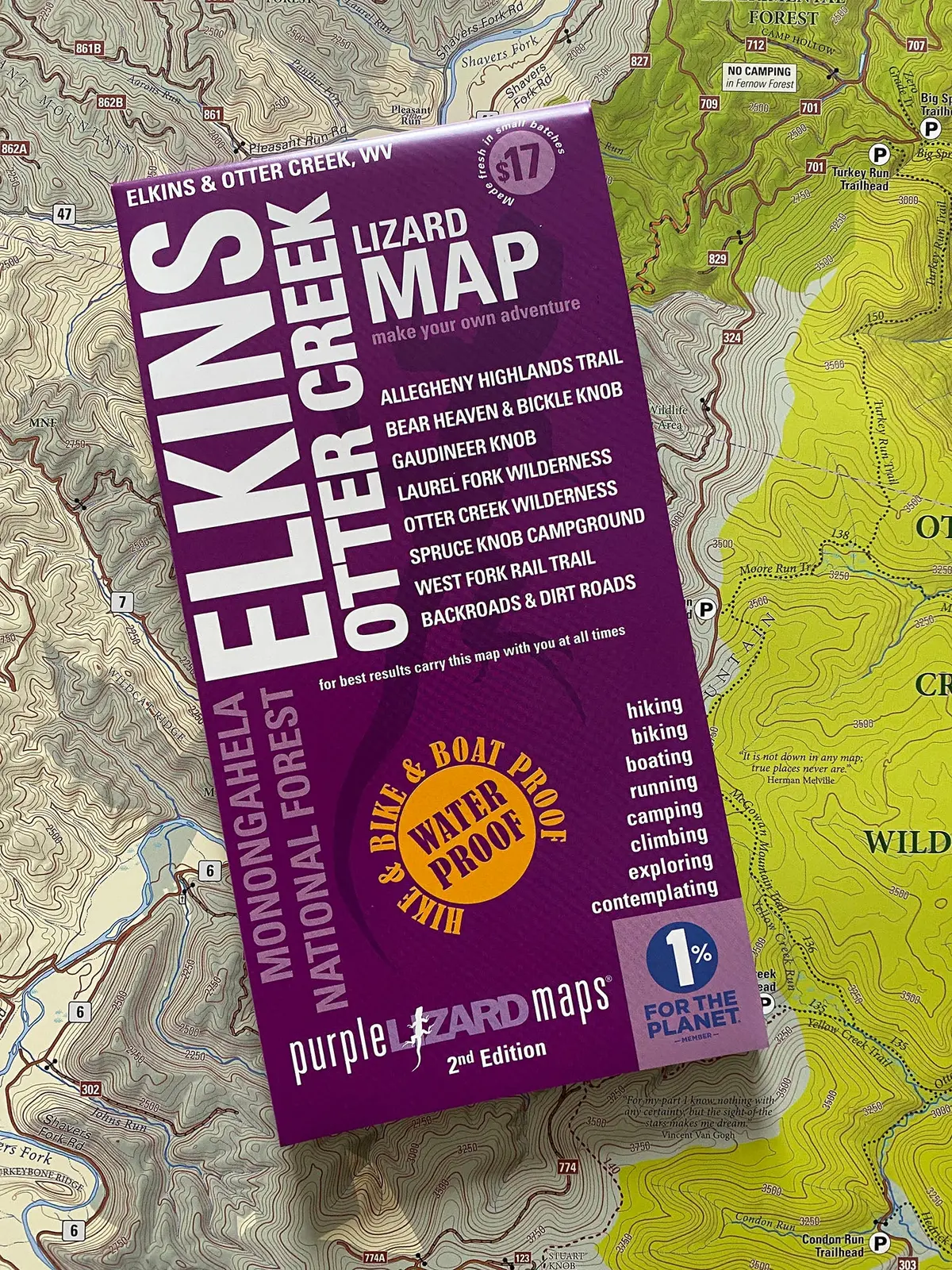 Elkins-Otter Creek Lizard Map: West Virginia 1