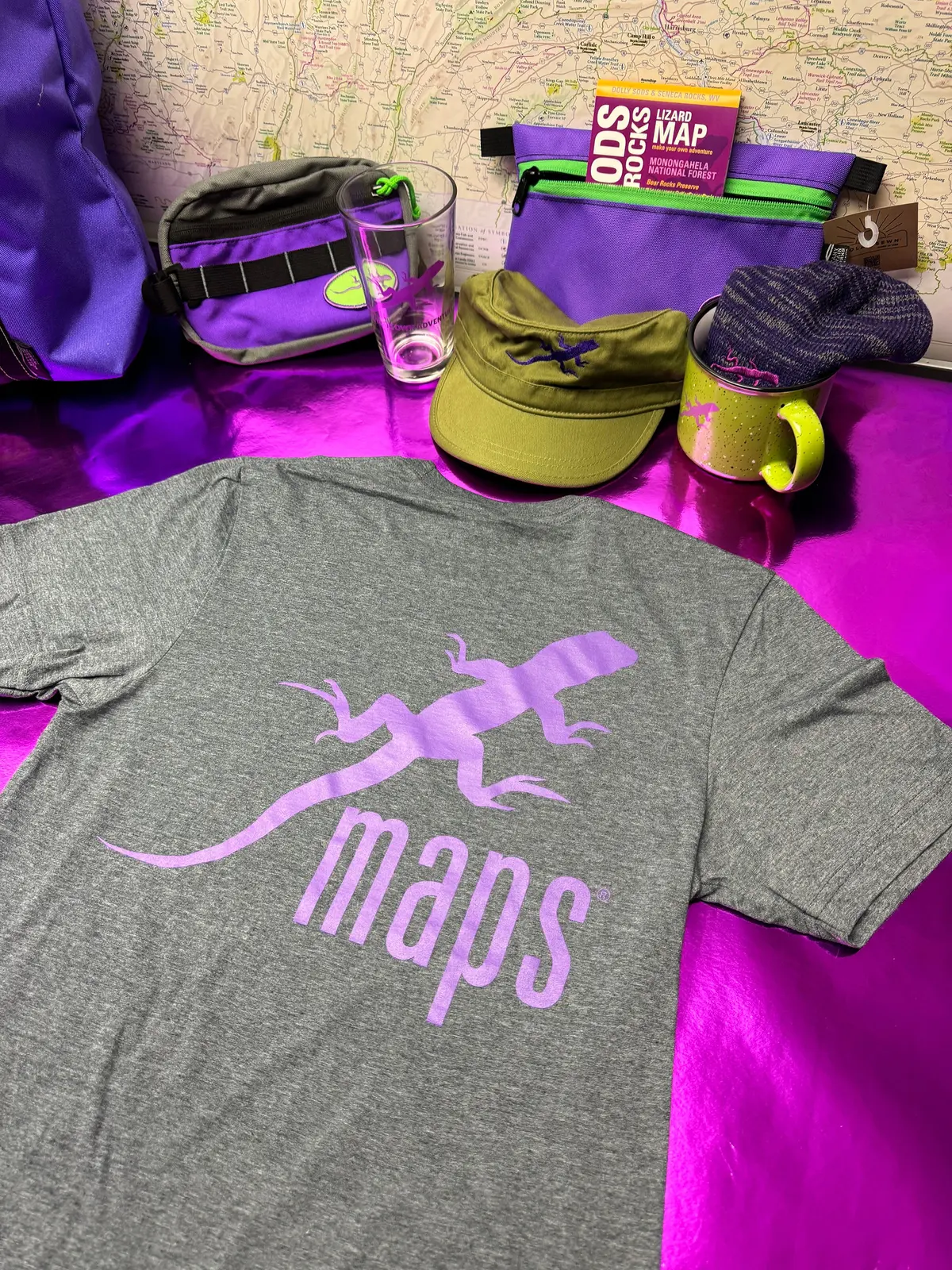 Purple Lizard Maps T-Shirt 1