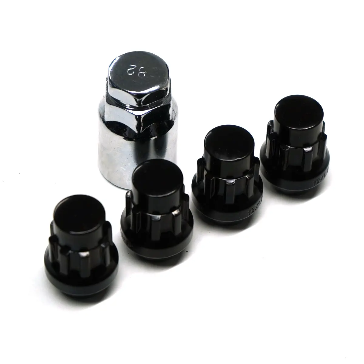 Black Locking Wheel Lug Nut Set 1