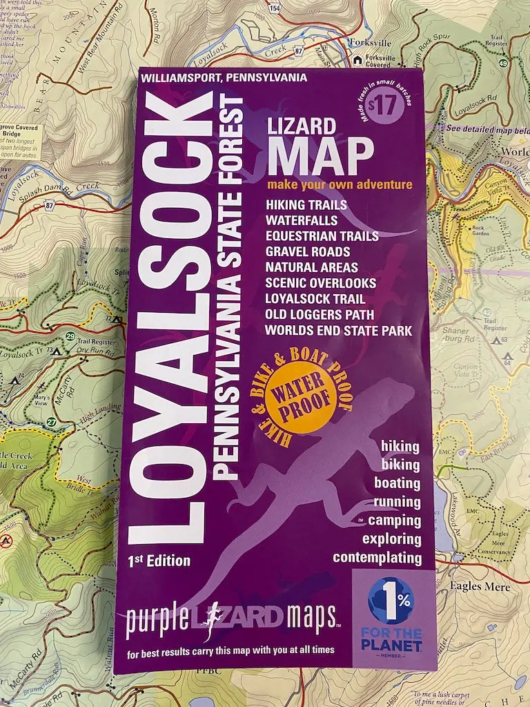 Loyalsock-Worlds End Lizard Map, Pennsylvania 1