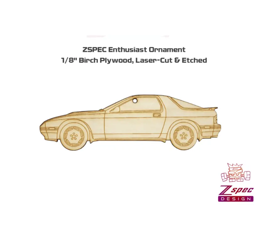 Zspec Laser-Engraved Wood Ornament, Style: Mazda Rx-7 Fc, Birch 2