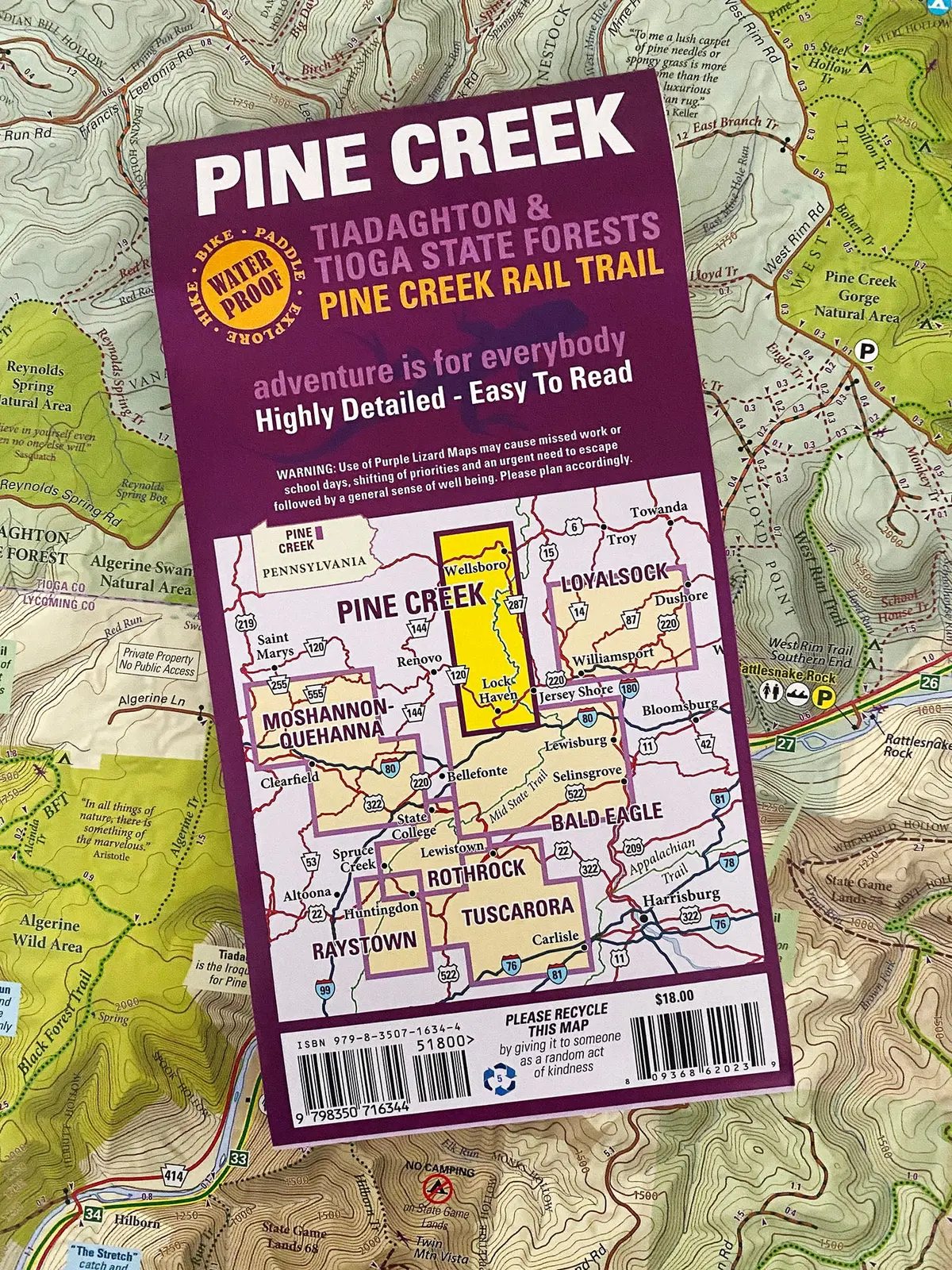 Pine Creek Lizard Map - Grand Canyon Of Pennsylvania 2