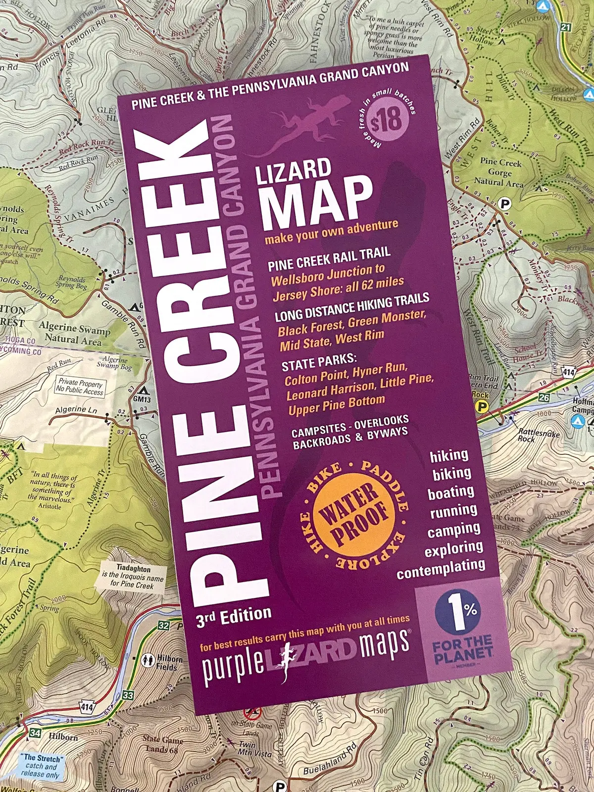 Pine Creek Lizard Map - Grand Canyon Of Pennsylvania 1