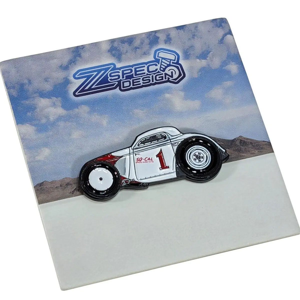 Zspec Collector Lapel / Hat Pin - Socal Salt-Flats Hot-Rod Racer 1