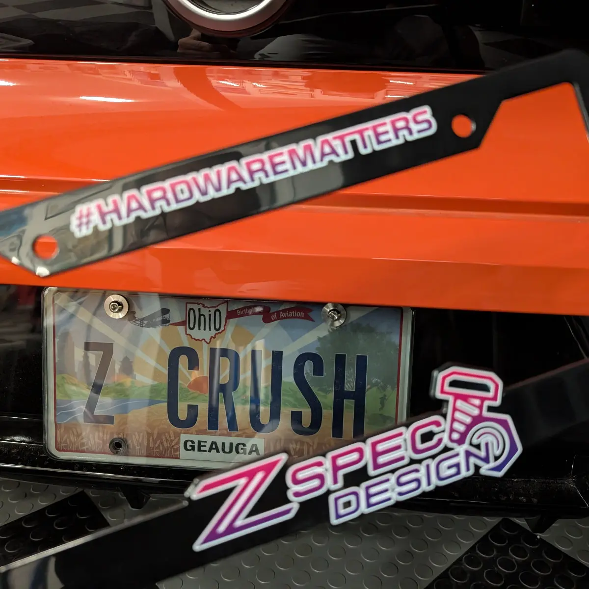 Zspec Design License Plate Frame - Super Cool "Hardware Matters!" 1