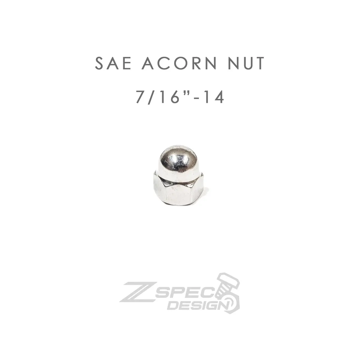 Zspec 7/16"-14 Sae Acorn Nuts, Sus304 Stainless, 10-Pack 1