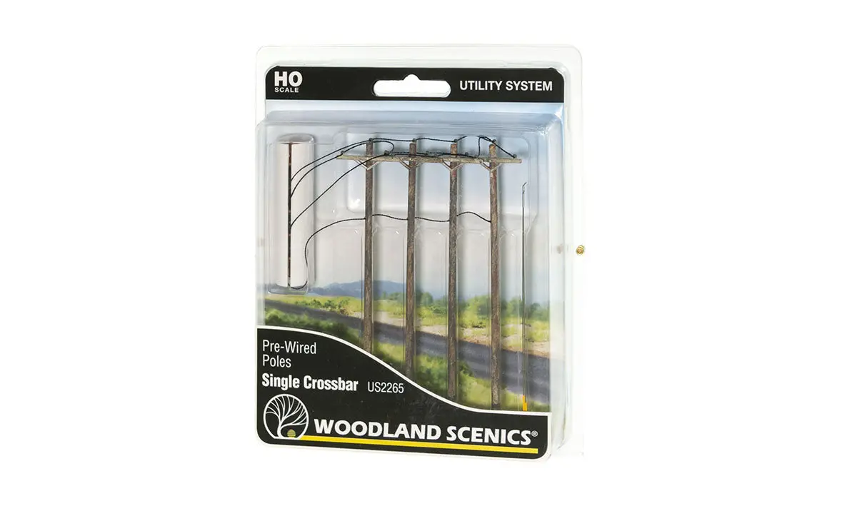 Woodland Scenics Pre-Wired Poles - Single Crossbar - Ho Scale 1