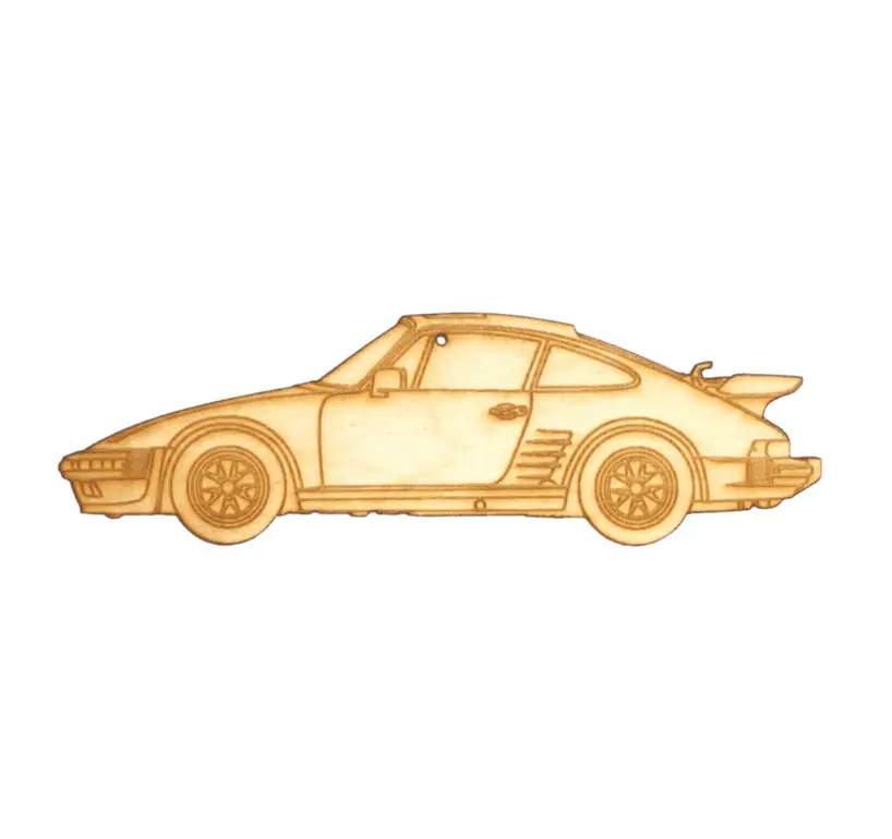 Zspec Laser-Engraved Birch Ornament, Style: Porsche 911 / 935, ~5-Inch Wide 1
