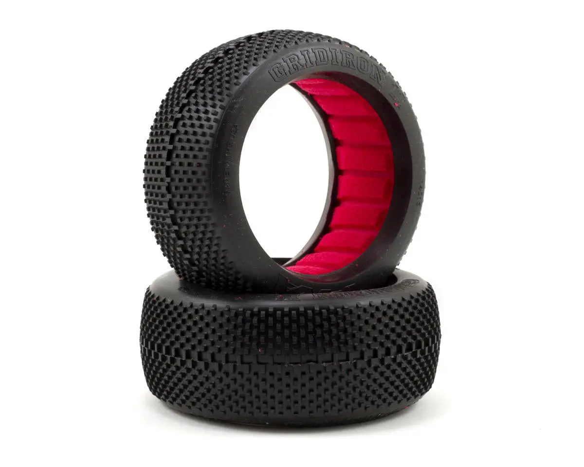 Gridiron 1/8 Buggy Tires W/ Red Inserts, Medium Long Wear (2) 1