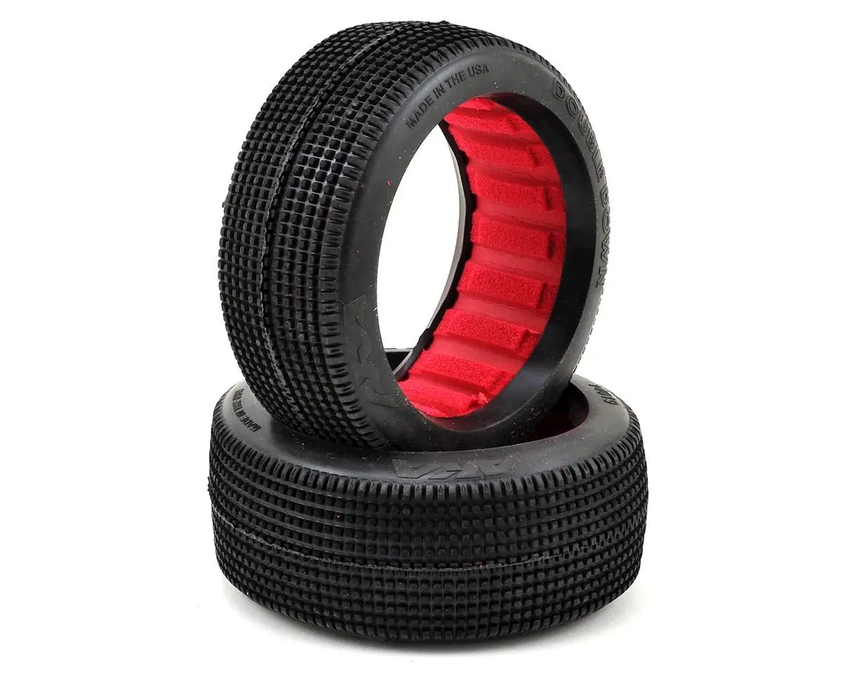 Double Down 1/8 Buggy Tires W/ Red Inserts, Soft Long Wear (2) 1