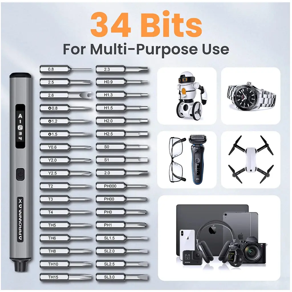 Ses Pro Smart Motion Electric Screwdriver Set, 34Pc, Gray 2