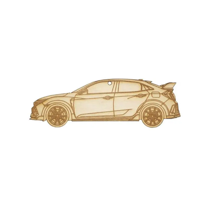 Zspec Laser-Engraved Wood Ornament, Style: Honda Civic Fk8 Type R, Birch 1