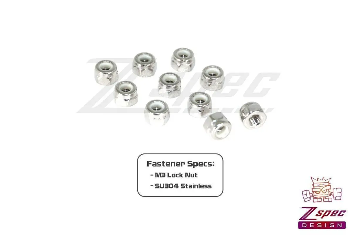 Zspec M3-0.5 Nylon Lock Nuts, Stainless Sus304, 10-Pack 2