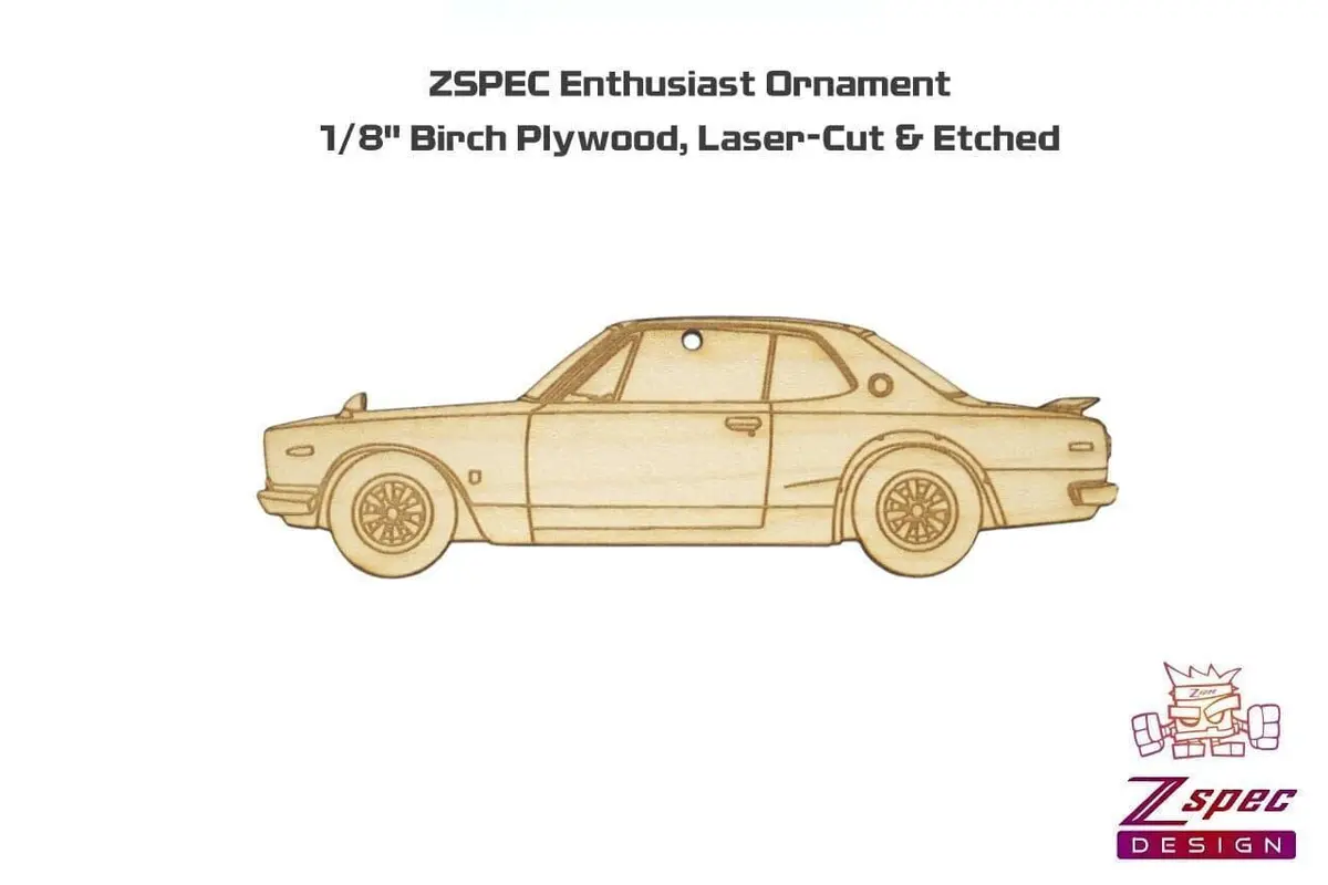 Zspec Laser-Engraved Wood Ornament, Style: Nissan Kpgc10 Gtr Hakosuka, Birch 2