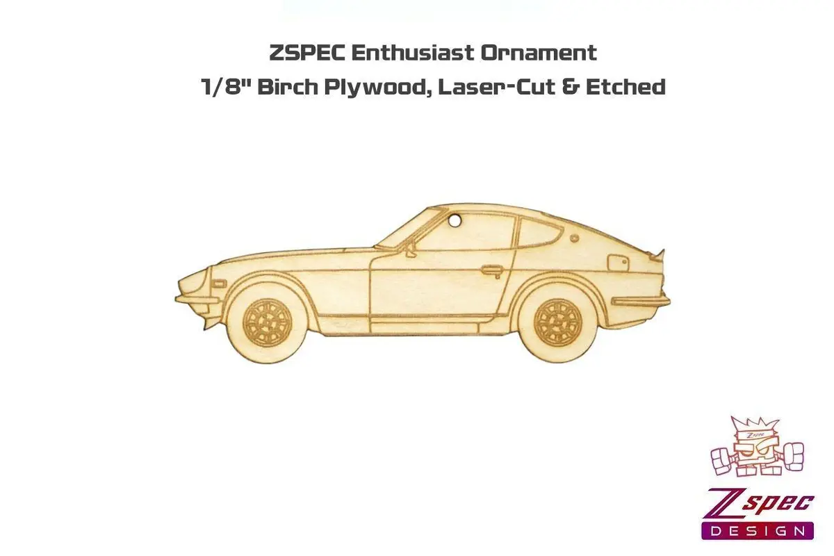 Zspec Laser-Engraved Birch Ornament, Style: S30 Datsun 2
