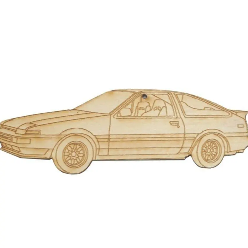 Zspec Laser-Engraved Wood Ornament, Style: Toyota Corolla (Ae86), ~5" 1