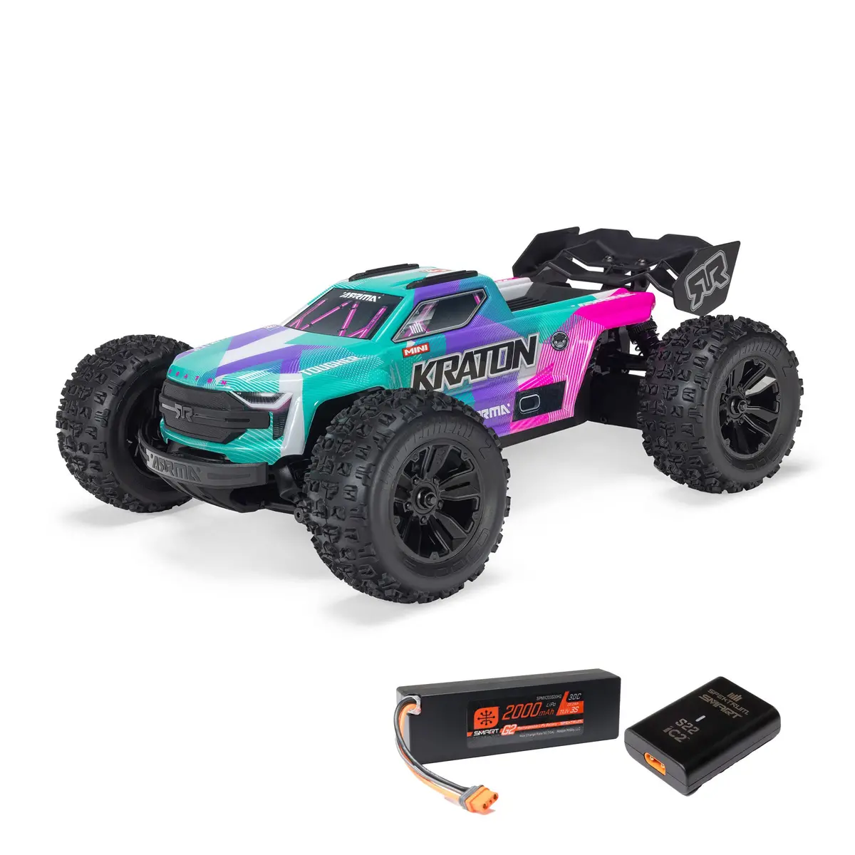 Mini Kraton 3S Dsc 4X4 1/16 Speed Truck Rtr Combo, Teal/Pink 1