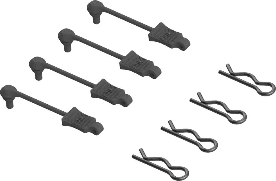 390178 Arrma Body Clip Retainer 1/8 Scale Black (4) 1