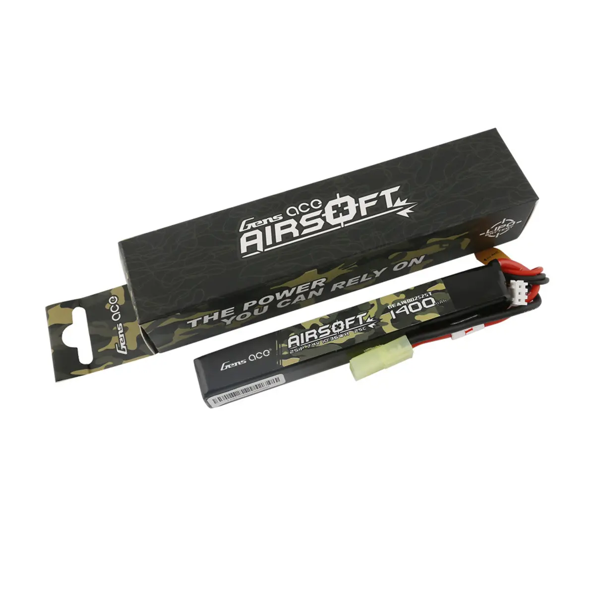Gens Ace Airsoft 1400Mah 2S1p 7.4V 25C Lipo W/ Tamiya Plug 1